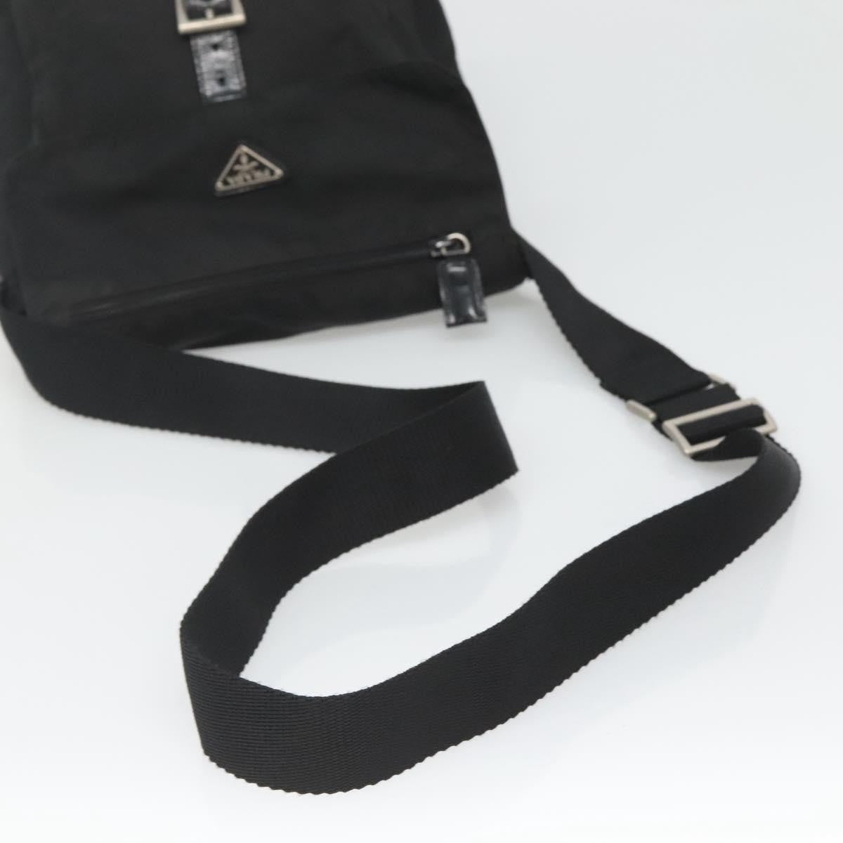 Prada Buckle Messenger Bag Tessuto, BLACK, NYLON, Shoulder bag