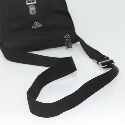 Prada Buckle Messenger Bag Tessuto, BLACK, NYLON, Shoulder bag