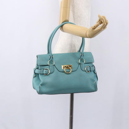 Salvatore Ferragamo Virna Satchel Leather, TURQUOISE, LEATHER, Tote bag