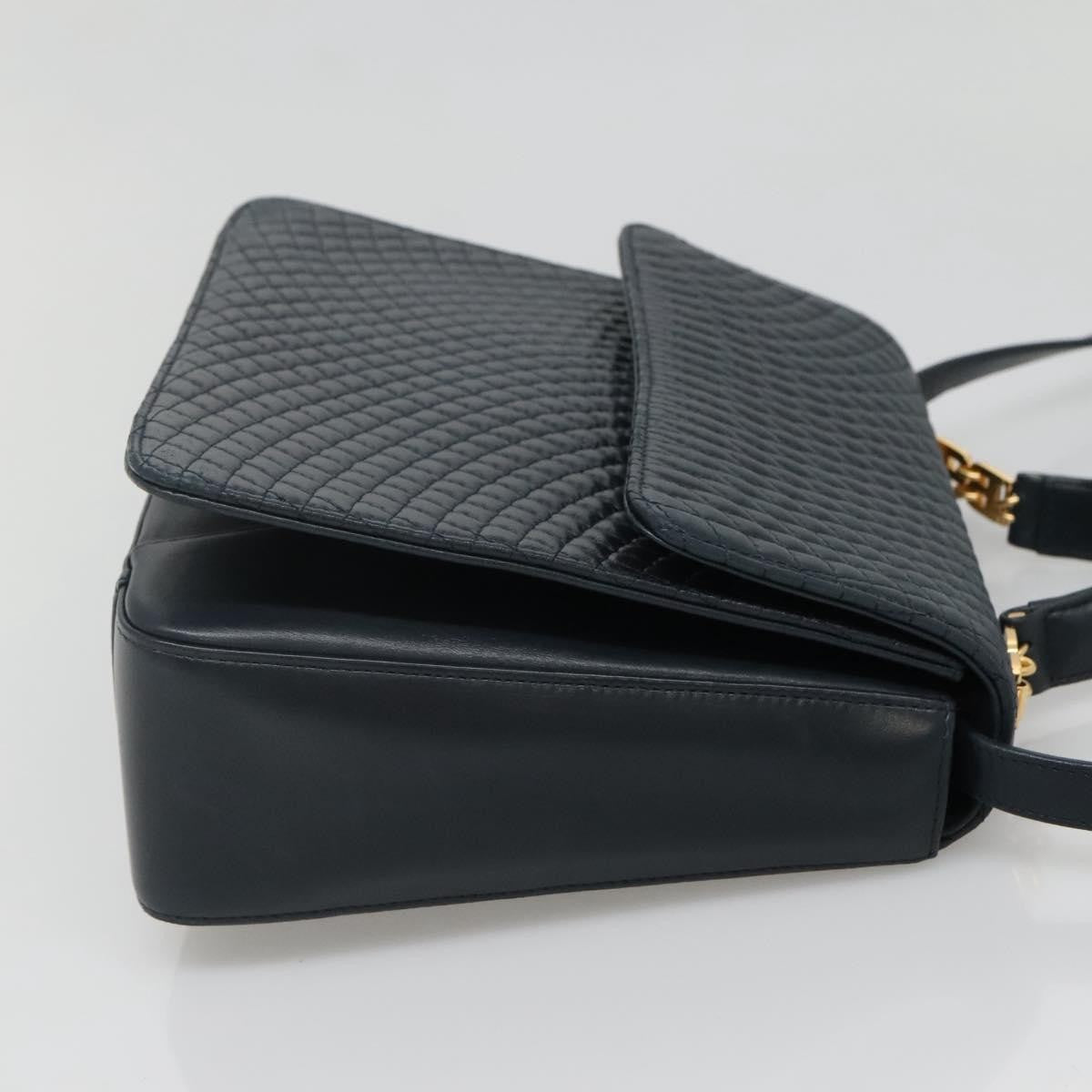 Bally Vintage Handbag Quilted Leather, NAVY, LEATHER, Handbag