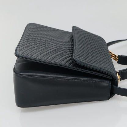 Bally Vintage Handbag Quilted Leather, NAVY, LEATHER, Handbag