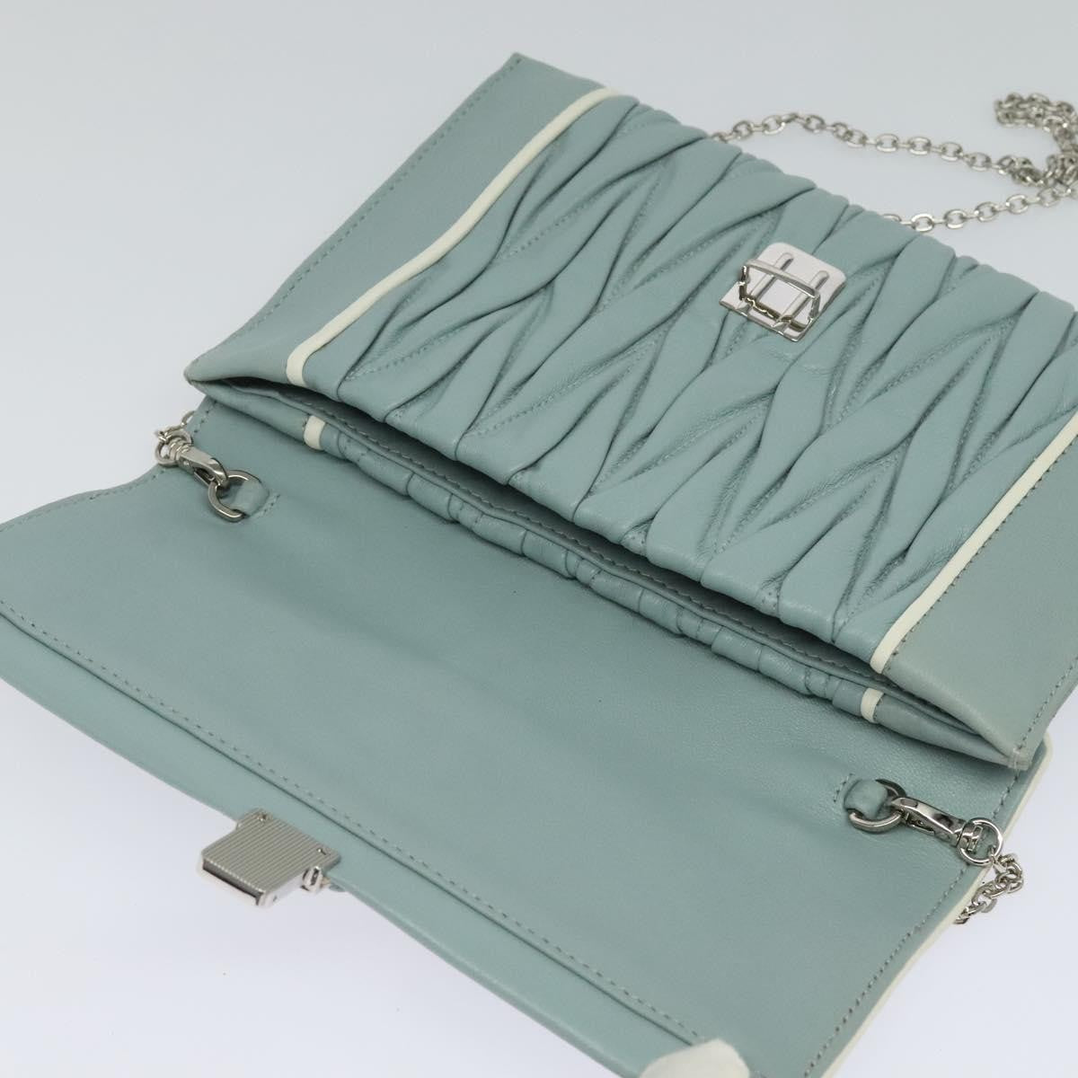 Miu Miu Madras Chain Clutch Matelasse Leather with Glitter, BLUE, LEATHER, Shoulder bag