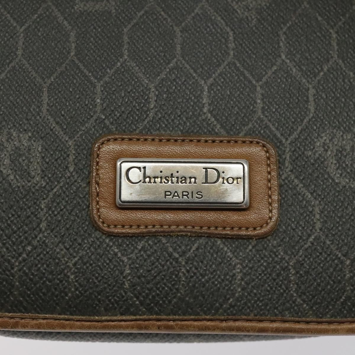 Christian Dior Vintage Honeycomb Flap Crossbody Bag Coated Canvas, BROWN, CANVAS, Crossbody bag
