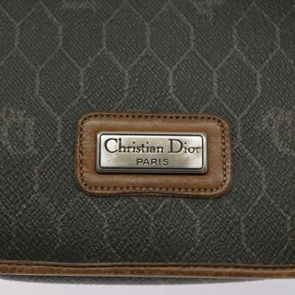 Christian Dior Vintage Honeycomb Flap Crossbody Bag Coated Canvas, BROWN, CANVAS, Crossbody bag