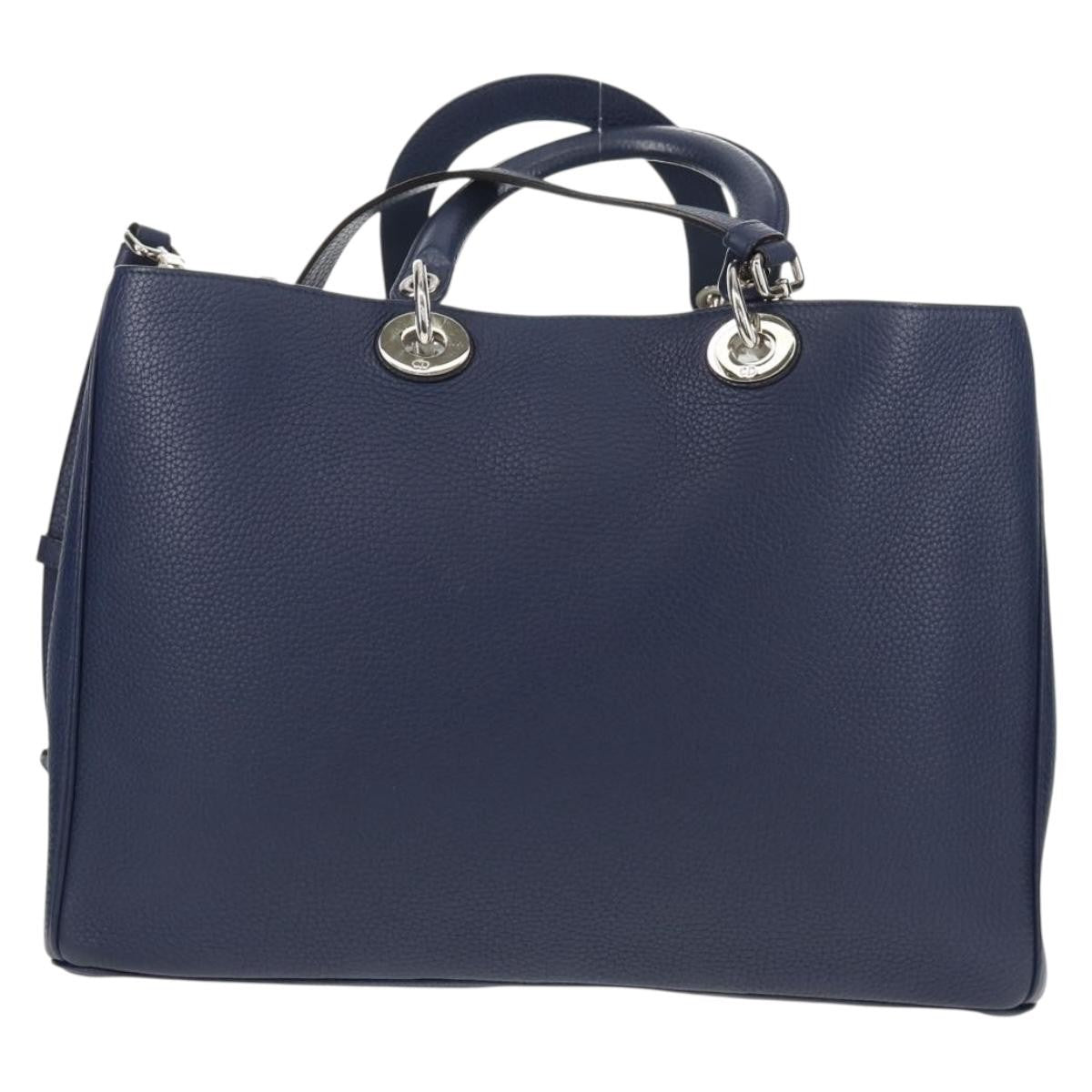 Christian Dior Diorissimo Tote Pebbled Leather, NAVY, LEATHER, Tote bag