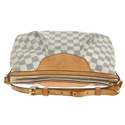 Louis Vuitton Siracusa Handbag Damier, WHITE, LEATHER, Shoulder bag