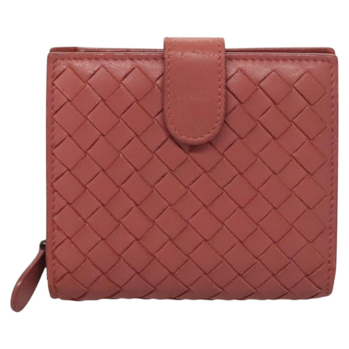 Bottega Veneta Bifold Coin Pocket Card Holder Intrecciato Nappa, PINK, LEATHER, Wallets