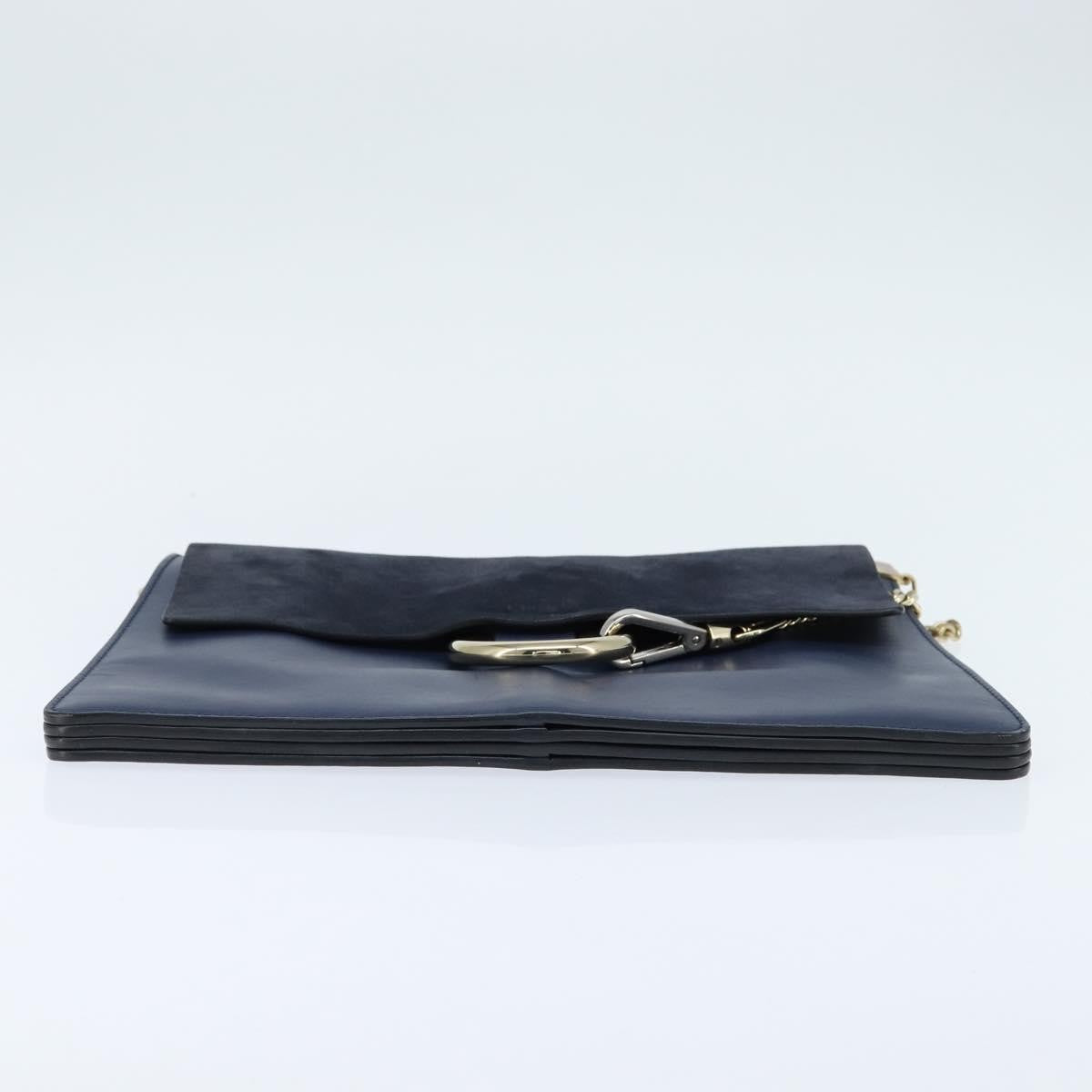Chloe Faye Shoulder Bag Leather and Suede, NAVY, LEATHER, Shoulder bag