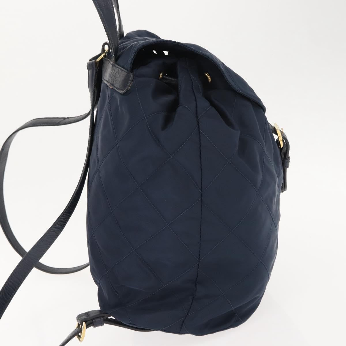 Prada Buckle Backpack Quilted Tessuto, NAVY, NYLON, Backpack