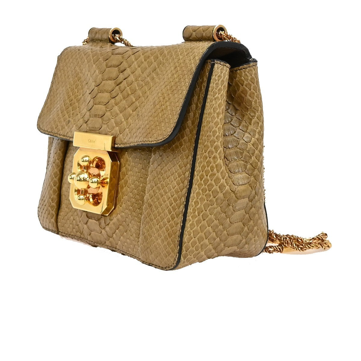 Chloe Elsie Shoulder Bag Perforated Leather, BEIGE, LEATHER, Shoulder bag