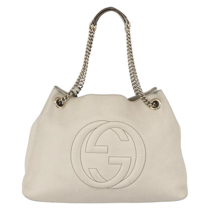 Gucci Soho Chain Strap Shoulder Bag Leather, WHITE, LEATHER, Shoulder bag