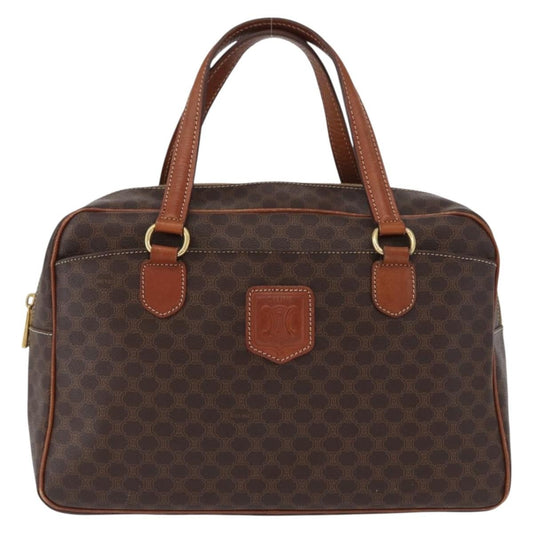 Celine Vintage Macadam Handbag Canvas and Leather, BROWN, CANVAS, Handbag