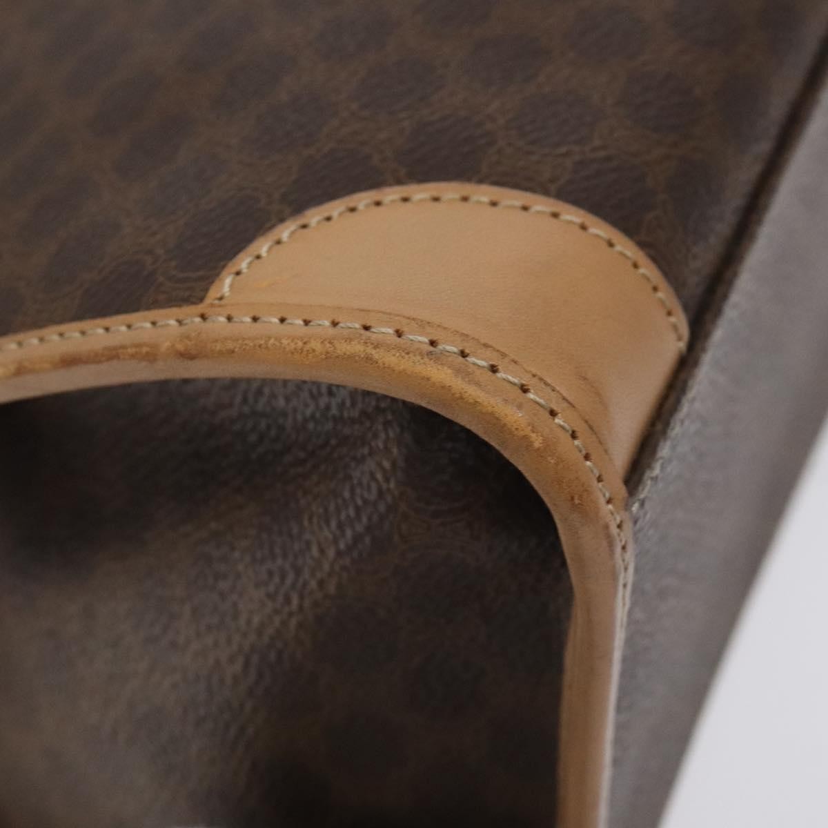 Celine Vintage Macadam Handbag Canvas and Leather, Brown, Canvas, Handbag