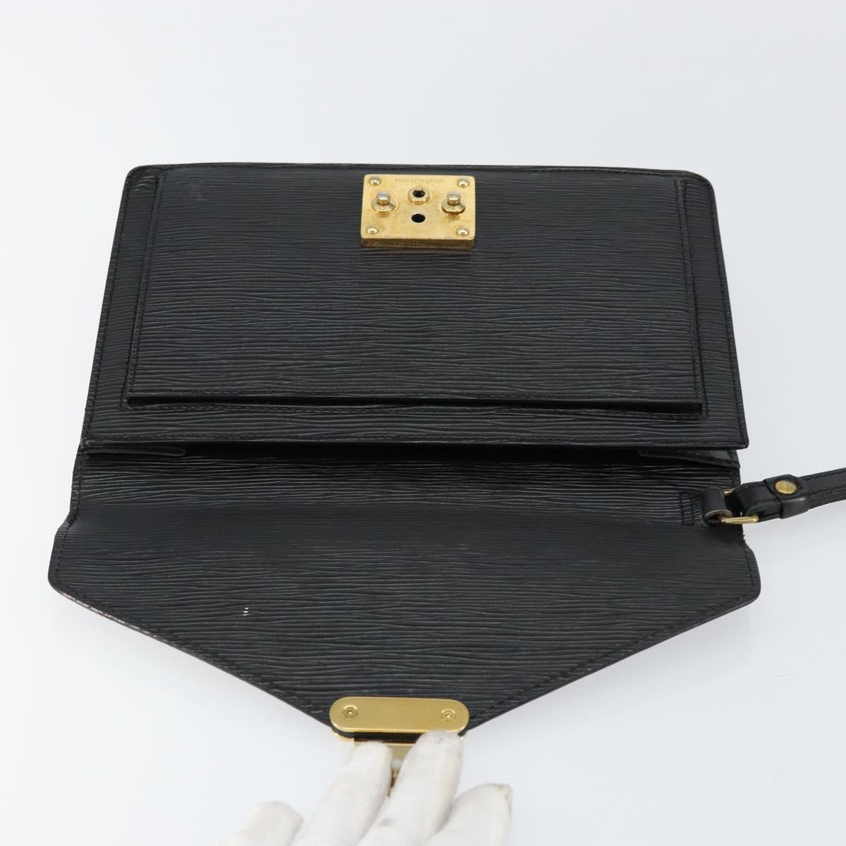 Louis Vuitton Dragonne Pochette Epi Leather, BLACK, LEATHER, Clutche & pouche