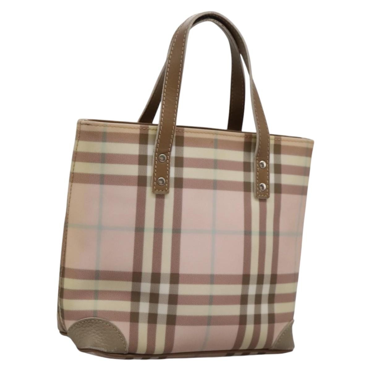 Burberry Nova Check Tote Canvas and Leather, PINK, CANVAS, Tote bag