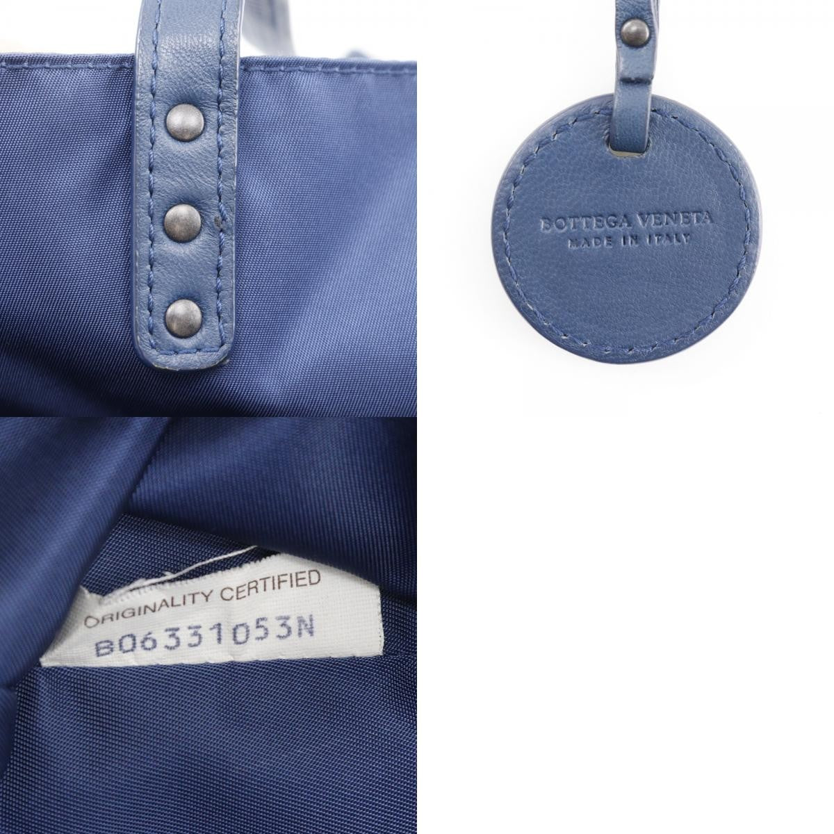 Bottega Veneta Intrecciolusion Tote Printed Nylon, NAVY, NYLON, Tote bag