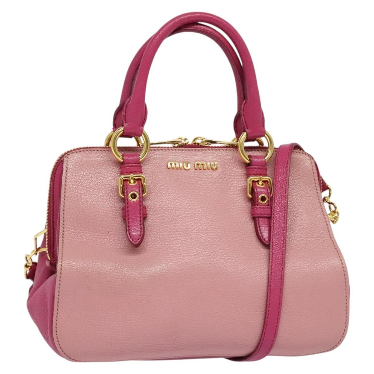 Miu Miu Madras Bowler Bag Leather, PINK, LEATHER, Handbag