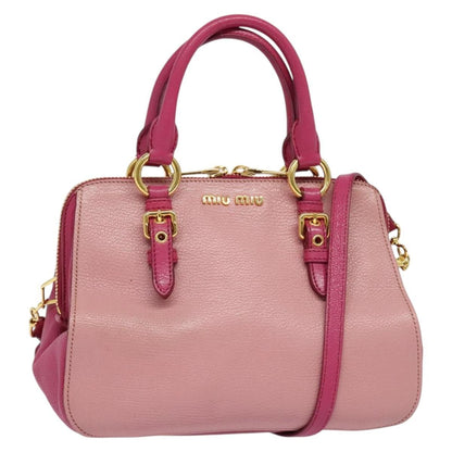 Miu Miu Madras Bowler Bag Leather, PINK, LEATHER, Handbag