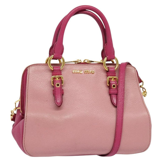 Miu Miu Madras Bowler Bag Leather, PINK, LEATHER, Handbag