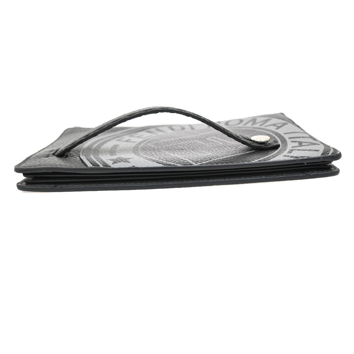 Fendi logo zip pouch FF Printed Leathear, GRAY, LEATHER, Clutche & pouche