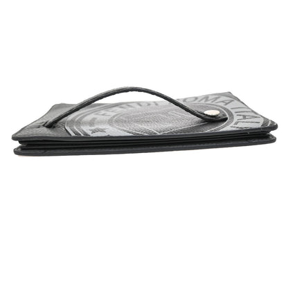 Fendi logo zip pouch FF Printed Leathear, GRAY, LEATHER, Clutche & pouche