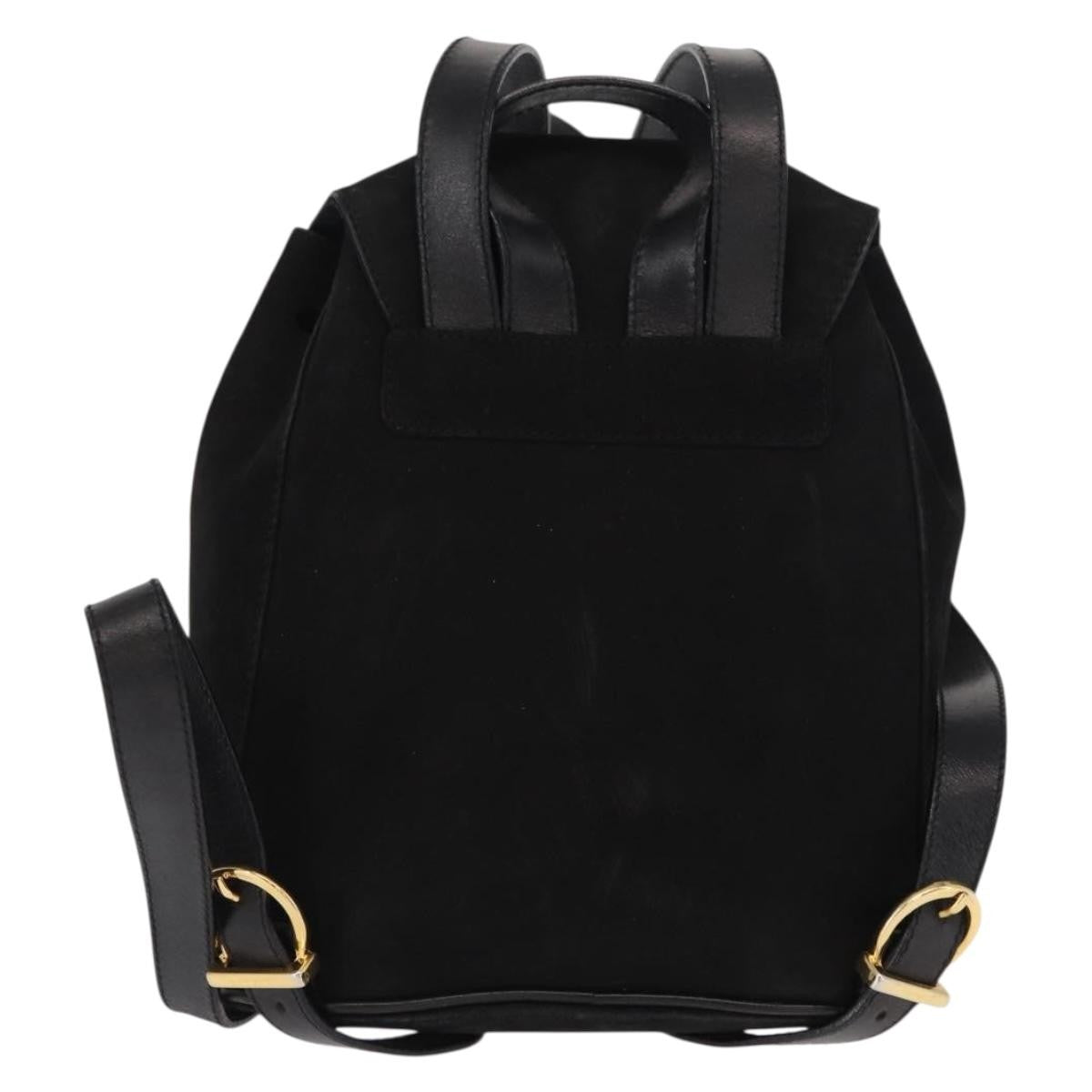 Salvatore Ferragamo Gancini Backpack Suede, BLACK, SUEDE, Backpack