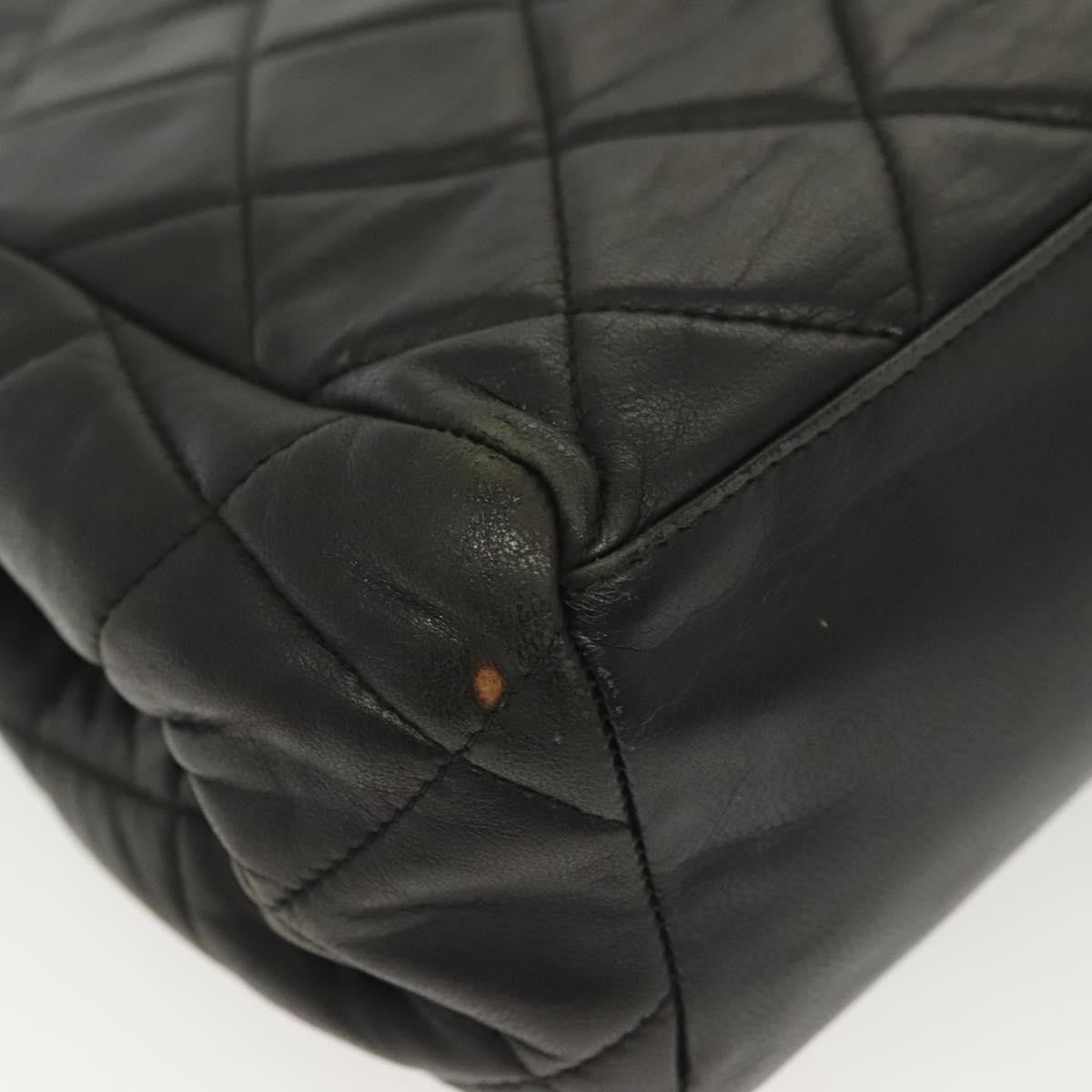 Chanel Vintage Chain Frame Bag Quilted Lambskin, BLACK, LEATHER, Shoulder bag