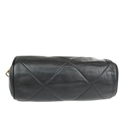Chanel Vintage Diamond CC Barrel Bag Quilted Leather, BLACK, LEATHER, Shoulder bag