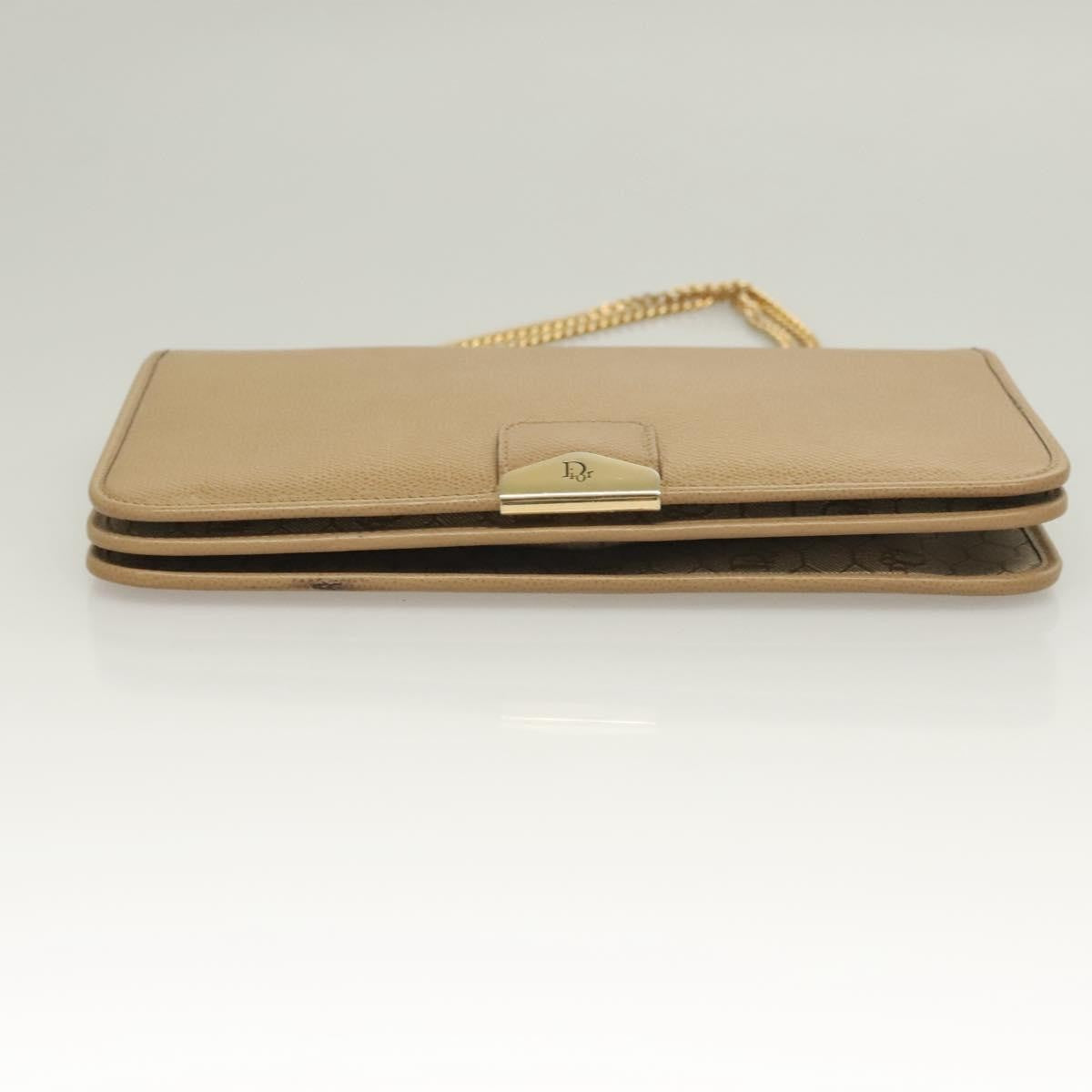 Christian Dior Vintage Honeycomb chain Canvas, BEIGE, LEATHER, Shoulder bag