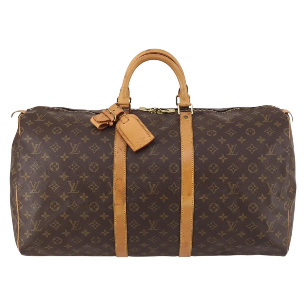 Louis Vuitton Keepall Bag Monogram Canvas, BROWN, CANVAS, Travel bag
