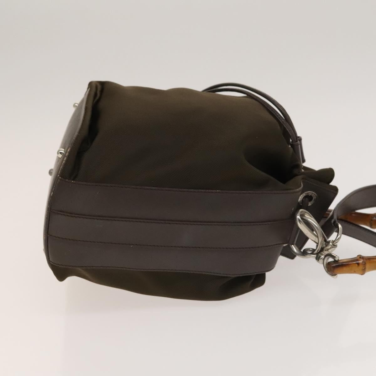 Gucci Vintage Bamboo Bucket Bag Nylon and Leather, BROWN, NYLON, Handbag