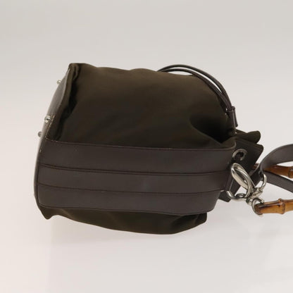 Gucci Vintage Bamboo Bucket Bag Nylon and Leather, BROWN, NYLON, Handbag