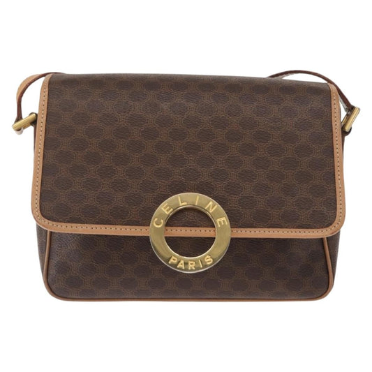 Celine Vintage Macadam Shoulder Bag Canvas and Leather, BROWN, CANVAS, Shoulder bag
