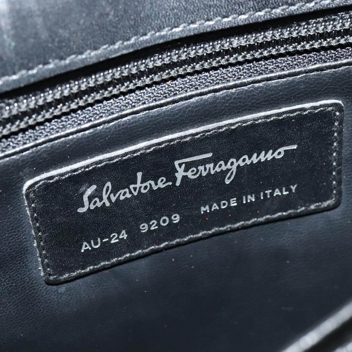 Salvatore Ferragamo Vintage Gancini Pochette Leather, BLACK, LEATHER, Clutche & pouche