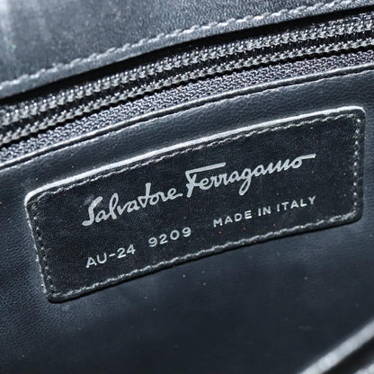 Salvatore Ferragamo Vintage Gancini Pochette Leather, BLACK, LEATHER, Clutche & pouche