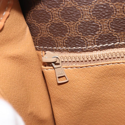 Celine Vintage Macadam Shoulder Bag Canvas and Leather, Brown, Canvas, Shoulder Bag