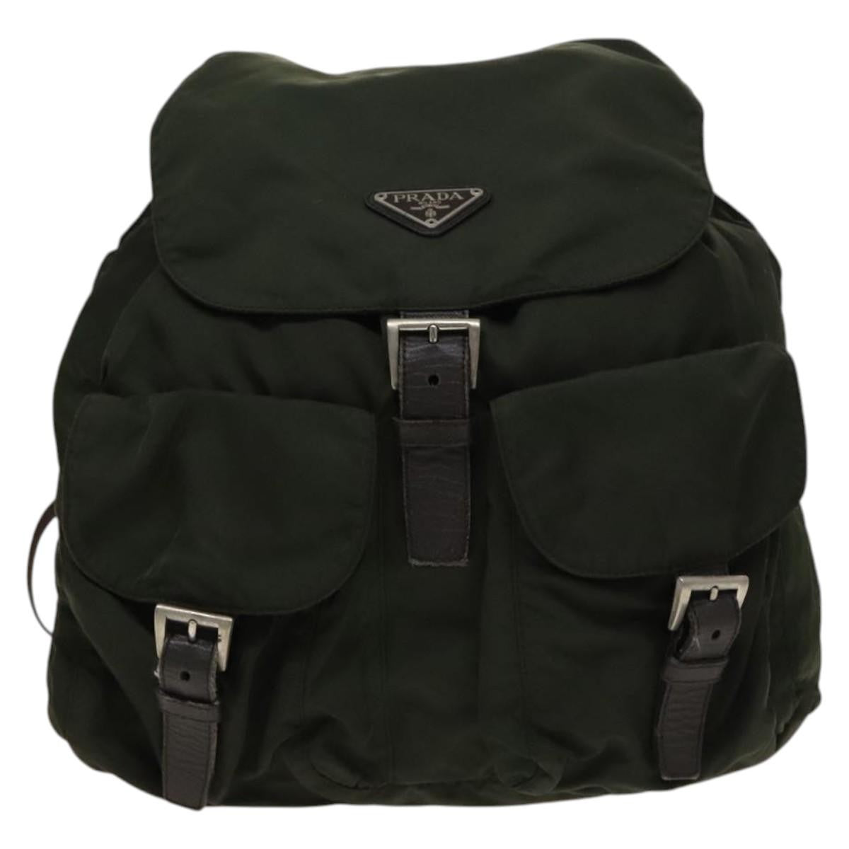 Prada Double Front Pocket Backpack Tessuto, KHAKI, NYLON, Backpack