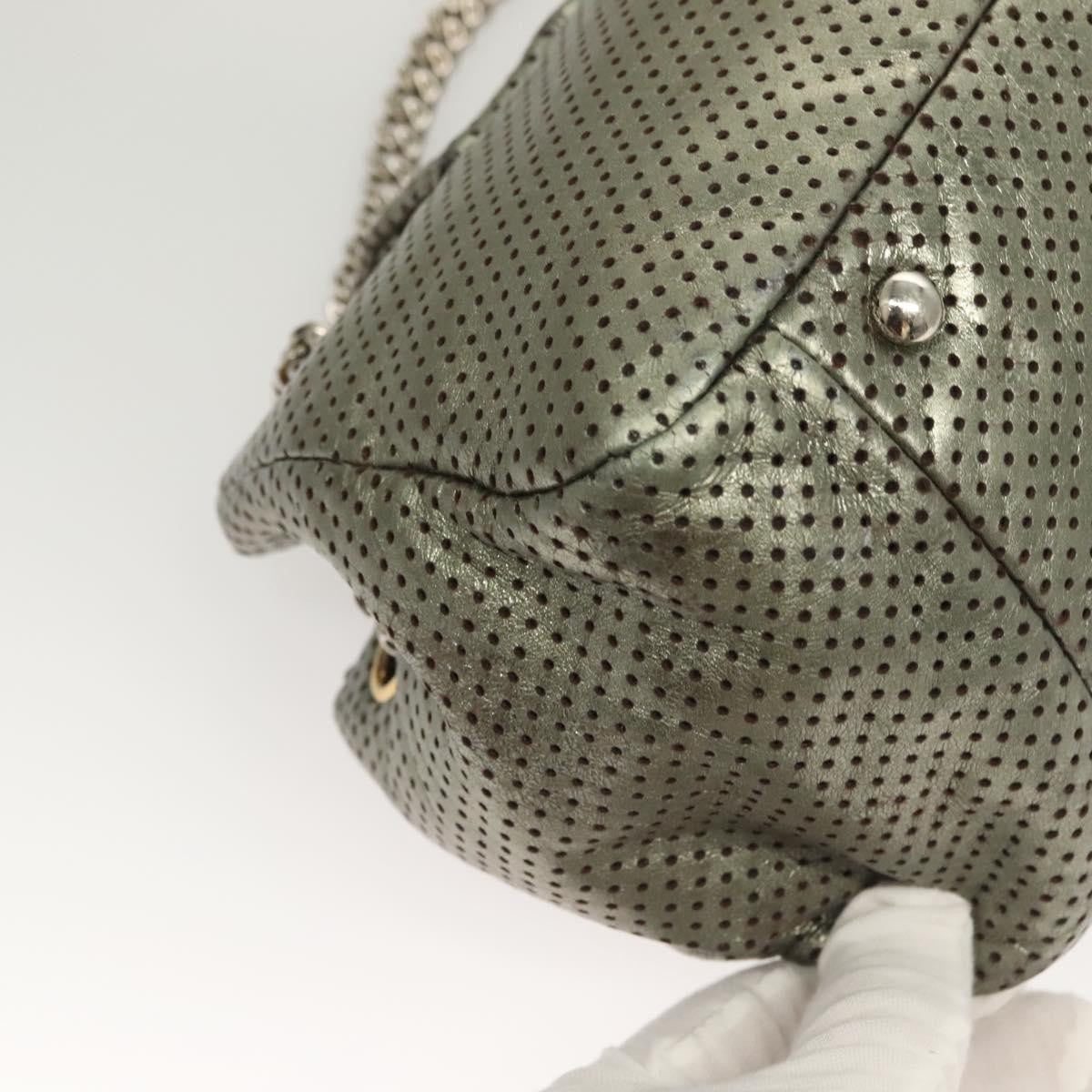 Chanel Drill Flap Bag Perforated Leather, SILVER, LEATHER, Shoulder bag