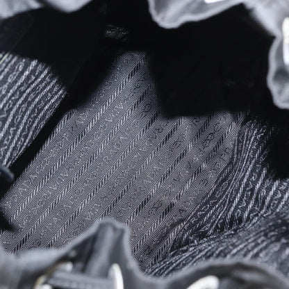 Prada Vela Double Front Pocket Backpack Tessuto with Saffiano Leather, BLACK, NYLON, Backpack