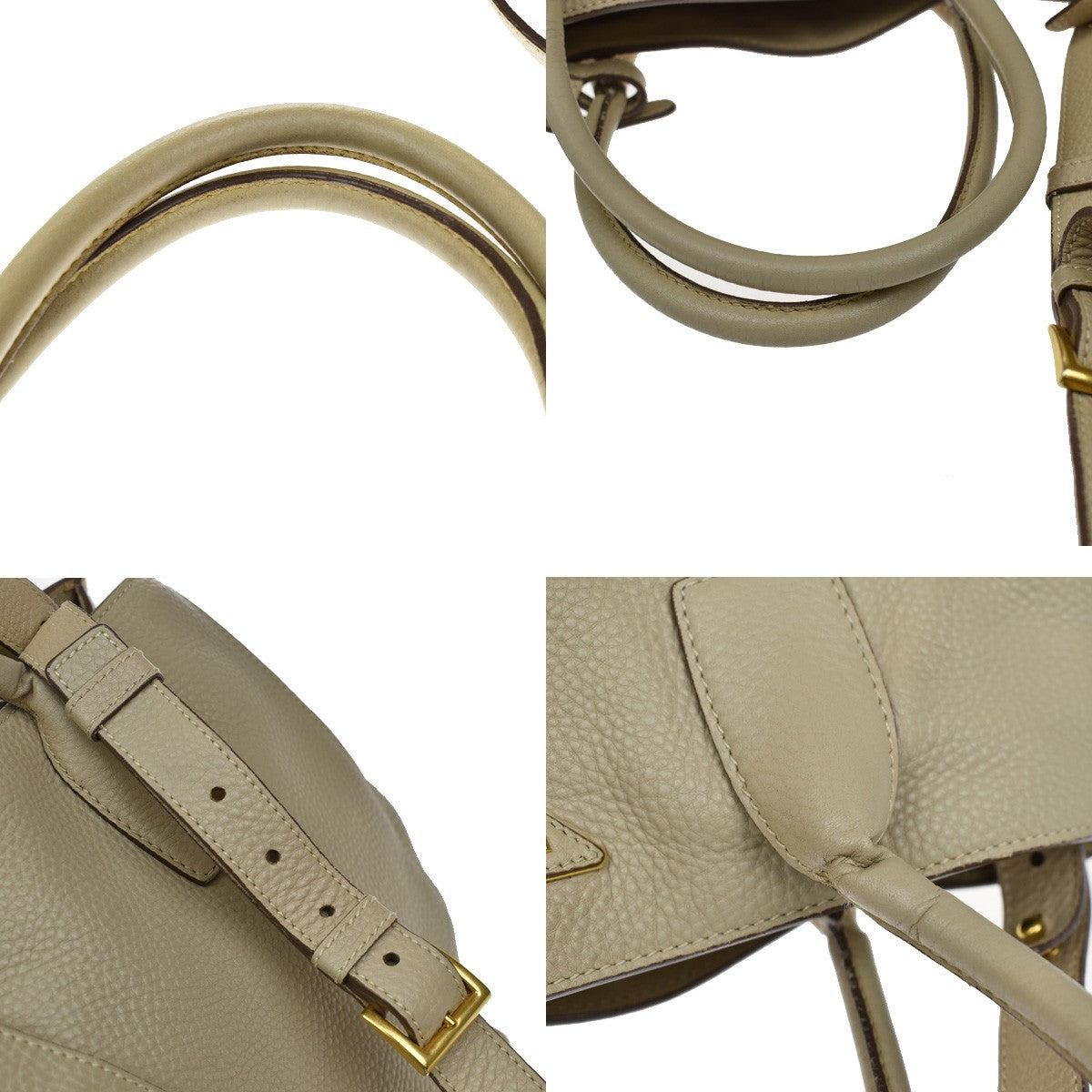 Prada Twin Shopping Tote Vitello Daino, BEIGE, LEATHER, Handbag