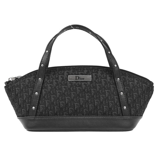 Christian Dior Street Chic Handbag Diorissimo Canvas with Leather, BLACK, CANVAS, Handbag