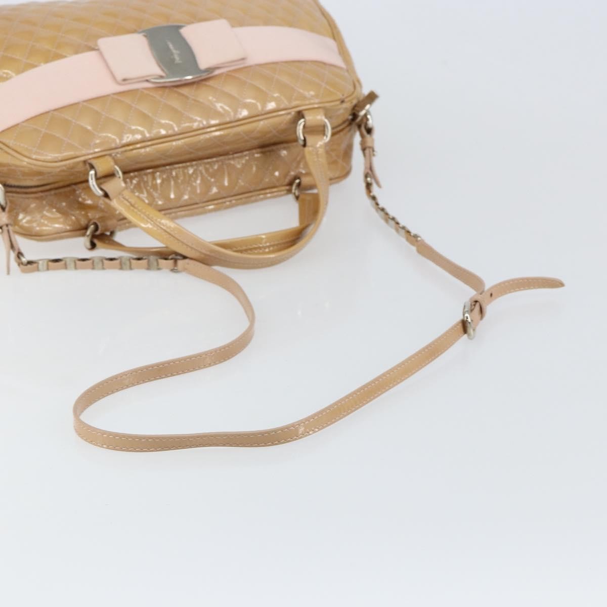 Salvatore Ferragamo Vala Handbag Patent leather, BEIGE, PATENT_LEATHER, Handbag