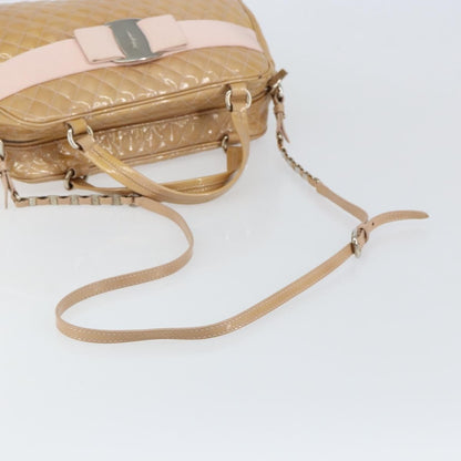 Salvatore Ferragamo Vala Handbag Patent leather, BEIGE, PATENT_LEATHER, Handbag