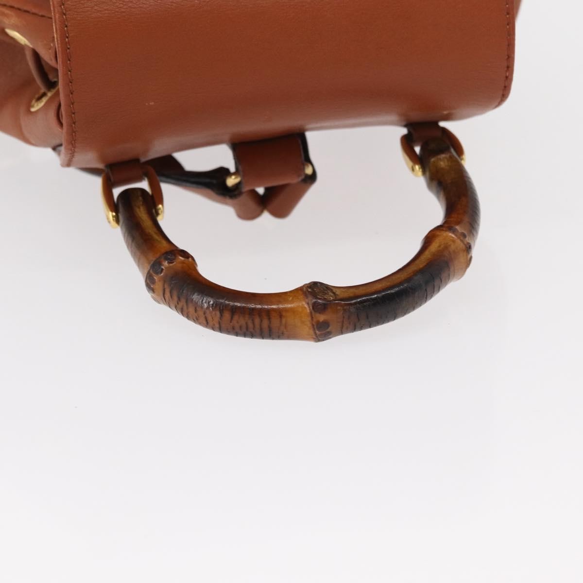 Gucci Vintage Bamboo Backpack Leather, BROWN, LEATHER, Backpack