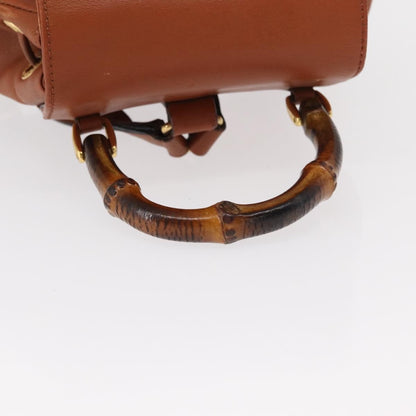 Gucci Vintage Bamboo Backpack Leather, BROWN, LEATHER, Backpack
