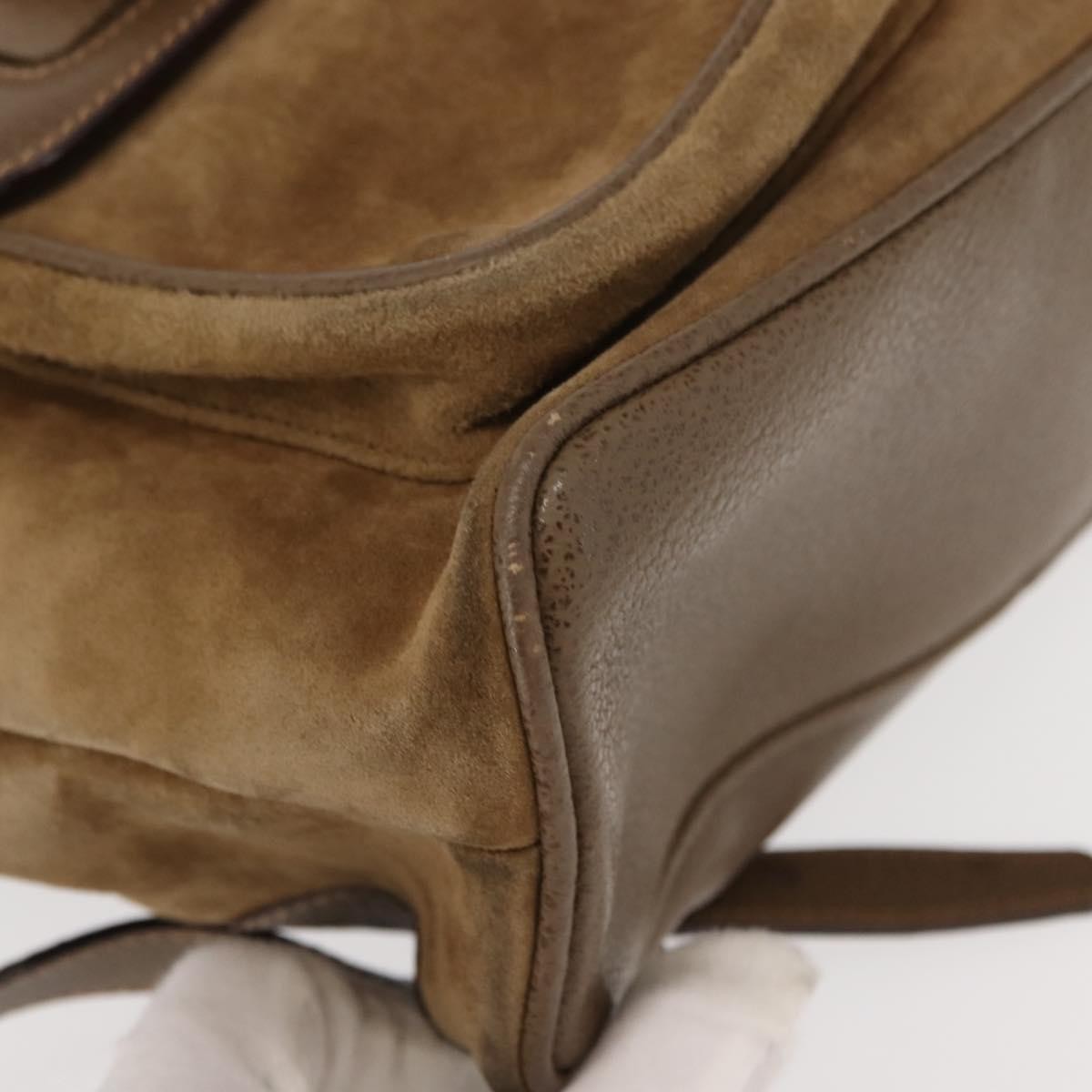 Gucci Vintage Bamboo Backpack Suede, BROWN, SUEDE, Backpack