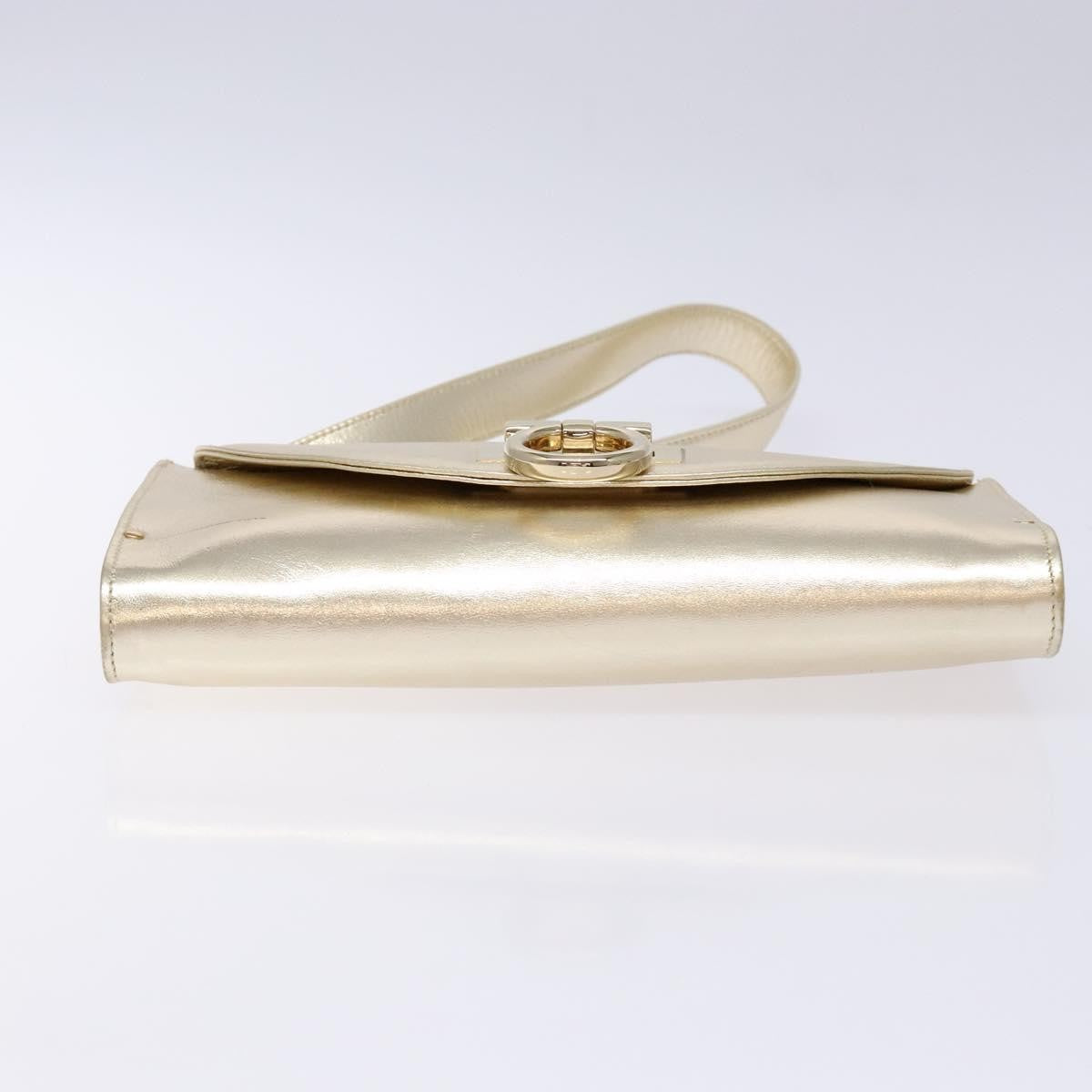 Salvatore Ferragamo Gancini Shoulder Bag Leather, GOLD, LEATHER, Shoulder bag