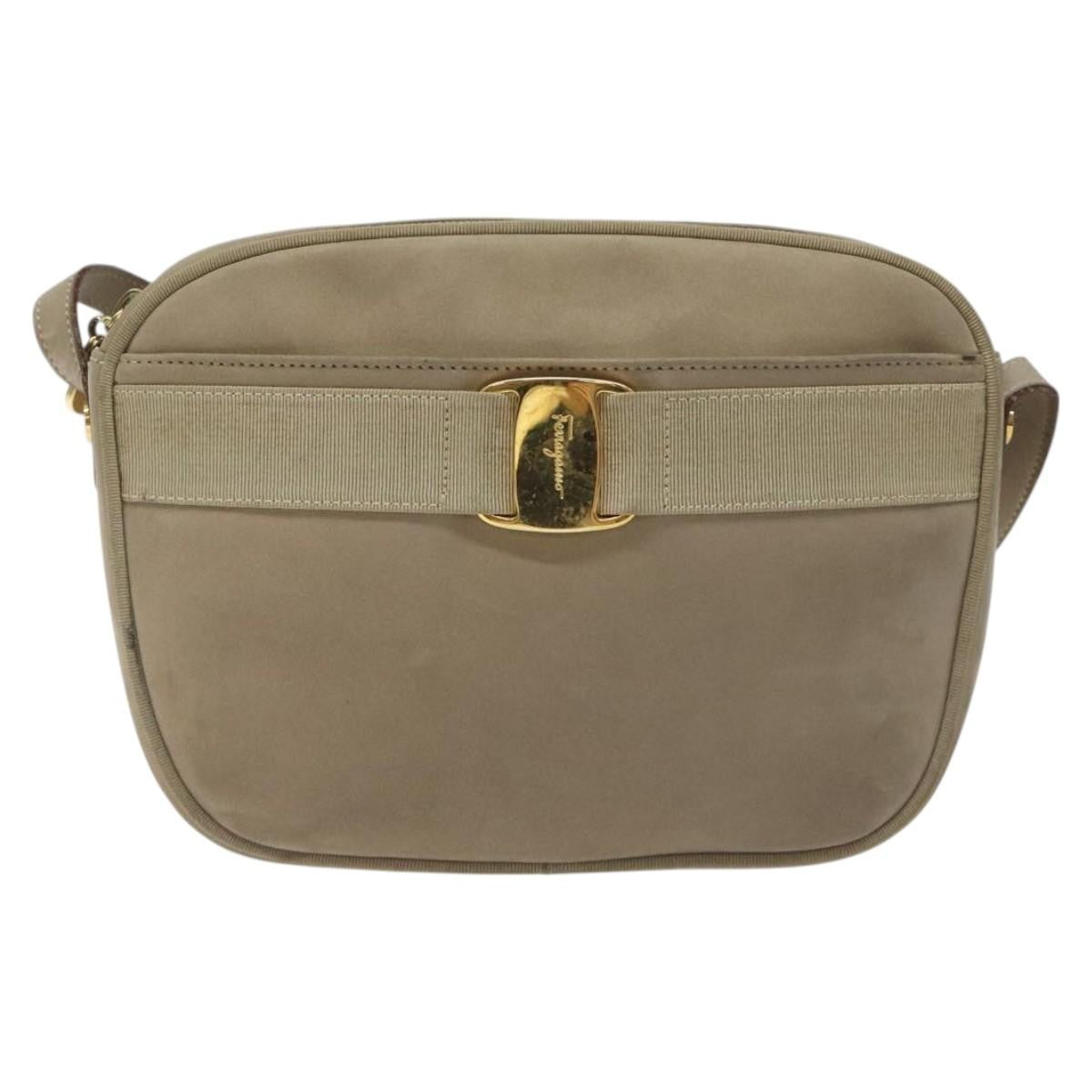 Salvatore Ferragamo Vara Bow camera Shoulder Bag Suede, Beige, Suede, Shoulder Bag