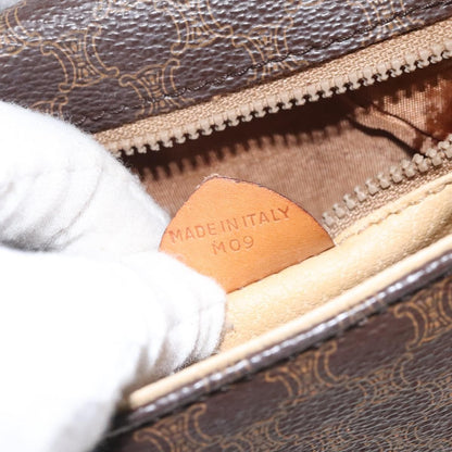 Celine Vintage Macadam Shoulder Bag Canvas and Leather, BROWN, CANVAS, Shoulder bag