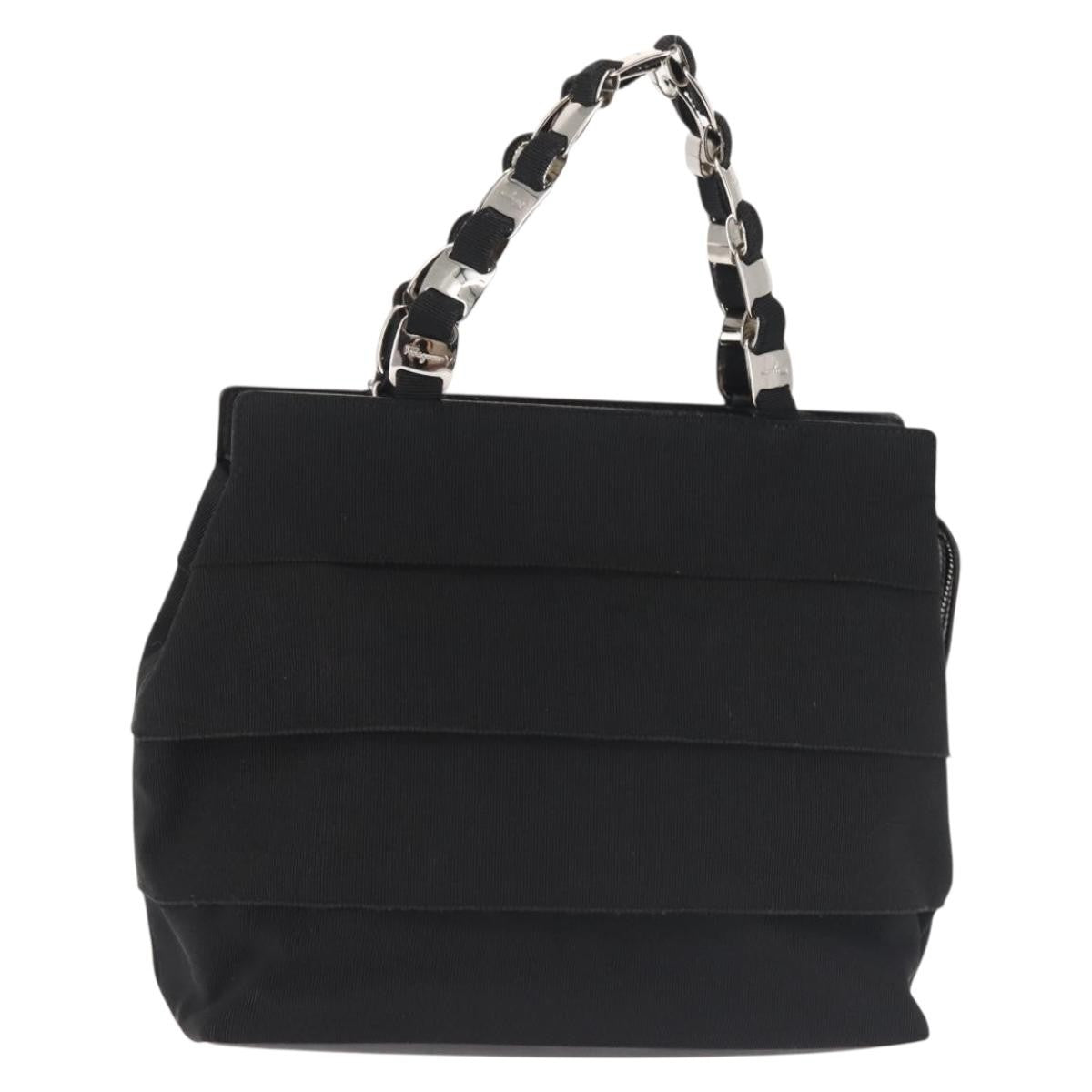 Salvatore Ferragamo Vala Handbag Canvas, BLACK, CANVAS, Handbag